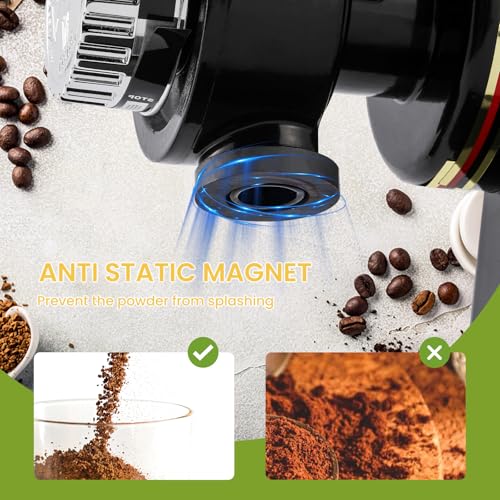 Burr Coffee Grinder Electric Espresso Grinder Commercial & Homeuse Silent Small Coffee Bean Grinder with Hopper Adjustable Grind