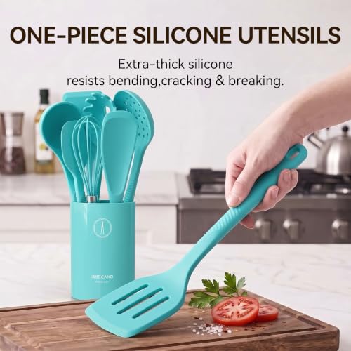 Silicone Cooking Utensils Set (Teal)