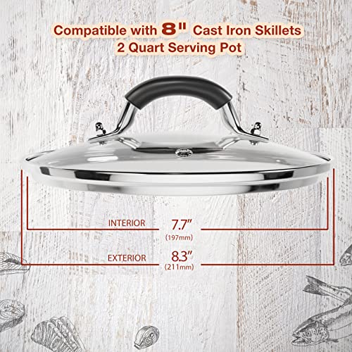 Tempered Glass Pot Lids Fit for 8 10.25 12 inch Lodge Cast Iron Skillets