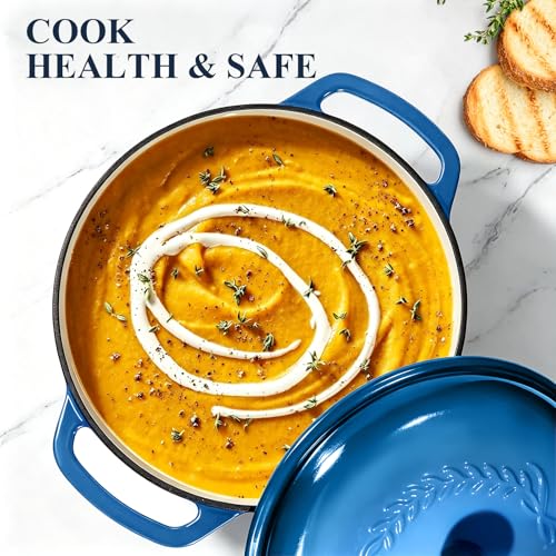 Enameled Cast Iron Dutch Oven (Blue)