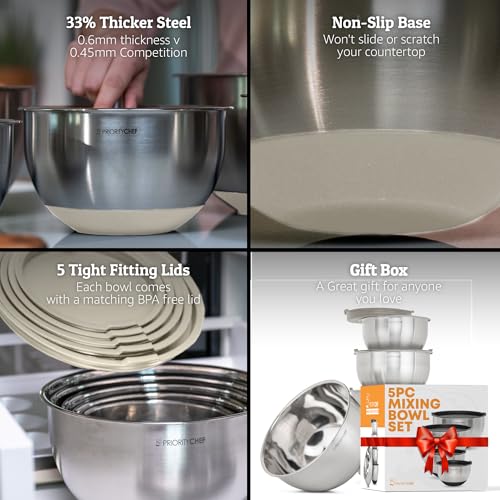 Premium Mixing Bowls With Lids Set (Khaki)
