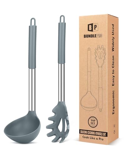 Silicone Soup Ladle and Pasta Spoon Set