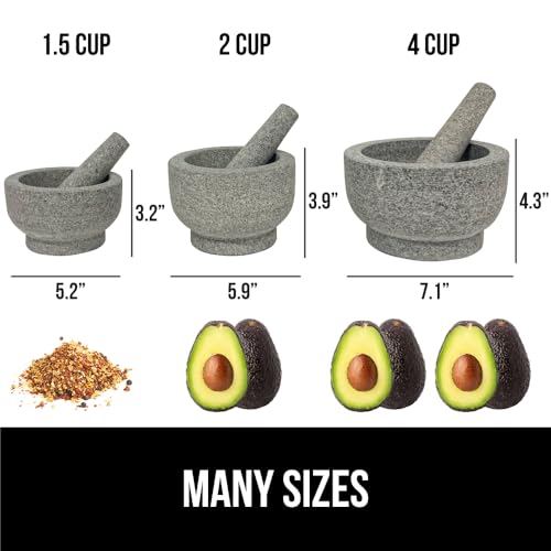 Natural Granite Stone Lab Mortar and Pestle Set (Unpolished Gray / 1.5 Cup)