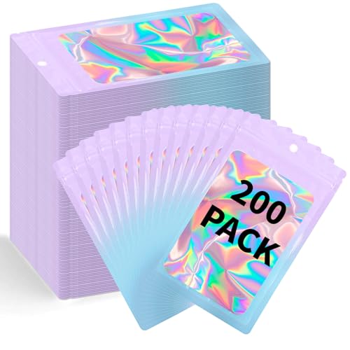 200 Pack Resealable Bags Food Storage Bags with Front Window Foil Packaging Pouch for Sample Jewelry Small Business
