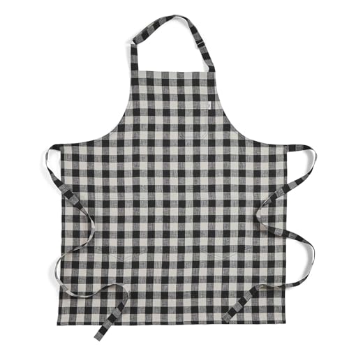 Linen Bib Apron for Men & Women Checkered Apron