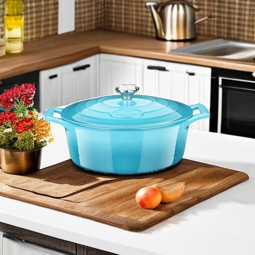 La Cuisine Enameled Cast Iron Oval Dutch Oven Casserole Pot with Lid 5 QT Internal Matte Black Enamel Coating for bread baking For GlassTop Oven (5.0 QT Oval / Teal)