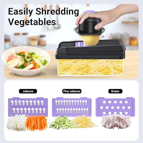 15-in-1 Vegetable Chopper with 10 Blades, Food Veggie Cutter, Purple (Purple / 10 Blades)