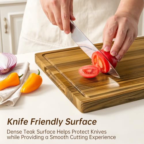 Teak Wood Cutting Board Set of 3 Wooden Cutting Boards for Kitchen (Teak / Teak Cutting Board Set)