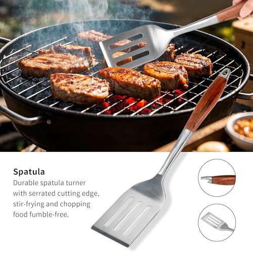 Heavy Duty Grilling Accessories Rose Wooden BBQ Grilling Tools Set