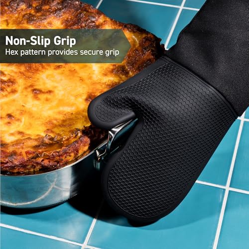 Black Set of 2 Silicone Oven Mitts