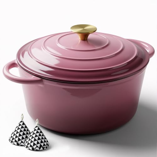 4.5 Quart Enameled Dutch Oven Pot with Lid (4.5 QT / Rose)