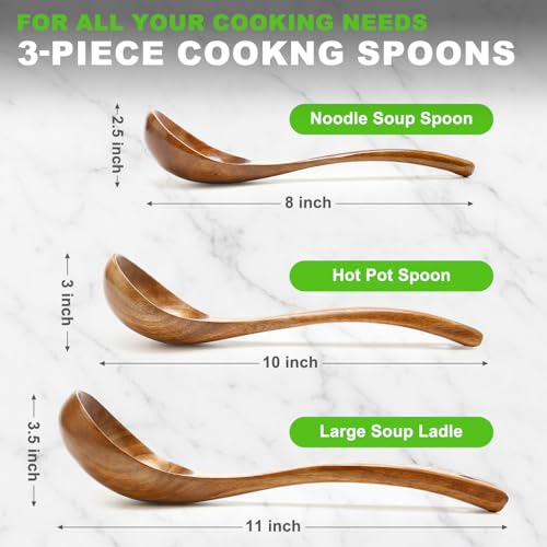 Best Wooden Spoons for Cooking Spoon Set Large Acacia Wood Ladles Spoon Kitchen Utensils Cooking Spatula Long Mixing Serving Spoons Baking Ladle Bamboo Stirring Spoons Kitchen Tools Utensil