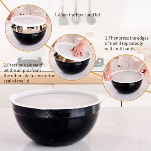 Black Mixing Bowls with Airtight Lids (Black / 7 Pieces)
