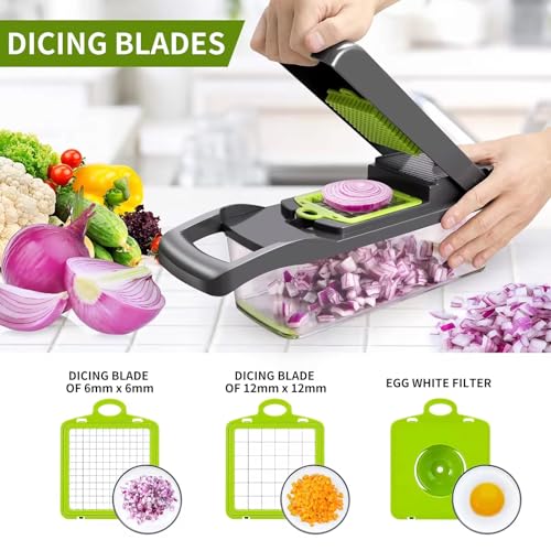16-in-1 Vegetable Chopper & Slicer - Multifunctional Kitchen Food Cutter for Onion, Salad, Fruit with Adjustable Dicer and Storage Container