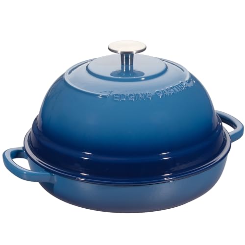 Enameled Cast Iron Dutch Oven Pot with Lid (Lake Blue)