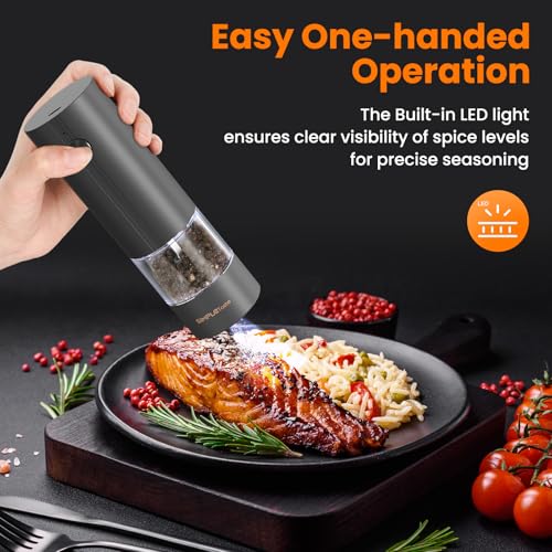 Electric Salt and Pepper Grinder Set with LED Light