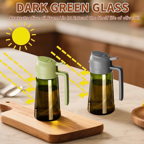 Olive Oil Dispenser and Oil Sprayer 16oz (Grey / 1 Pack)