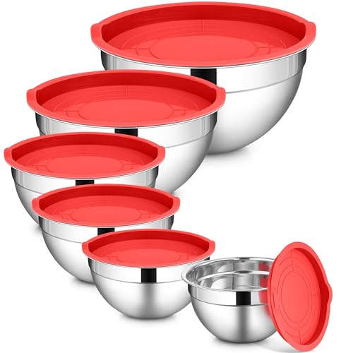 6 Piece Stainless Steel Mixing Bowls with Lids Set