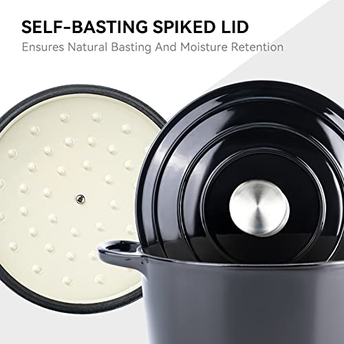 6 Quart Enameled Dutch Oven Pot with Lid (6 QT / Black)