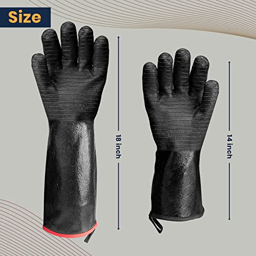 14 Inch Heat Resistant Gloves for Grilling 932°F Neoprene (Black / 14 inches)