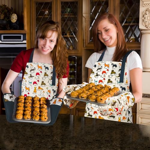 Oven Mitts and Pot Holders with Chef Apron (Dog)