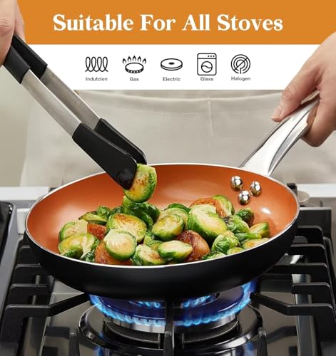 Copper Skillet Nonstick with Lid