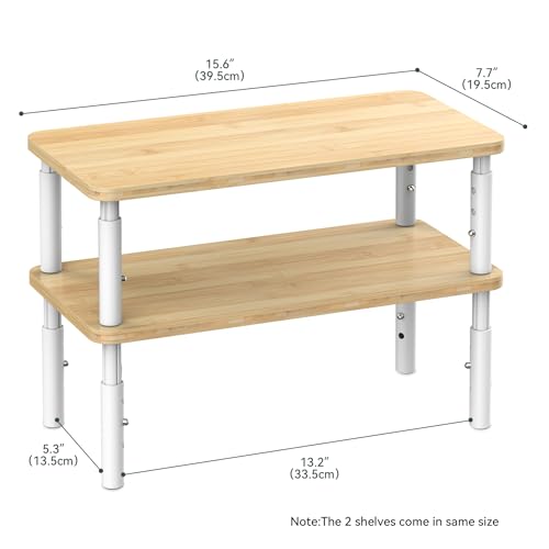 Bamboo Cabinet Organizer Shelf with 4 Height Adjustable