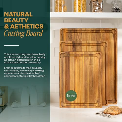 Extra Large Acacia Wood Cutting Board for Kitchen (Acacia / 24"L x 18"W)