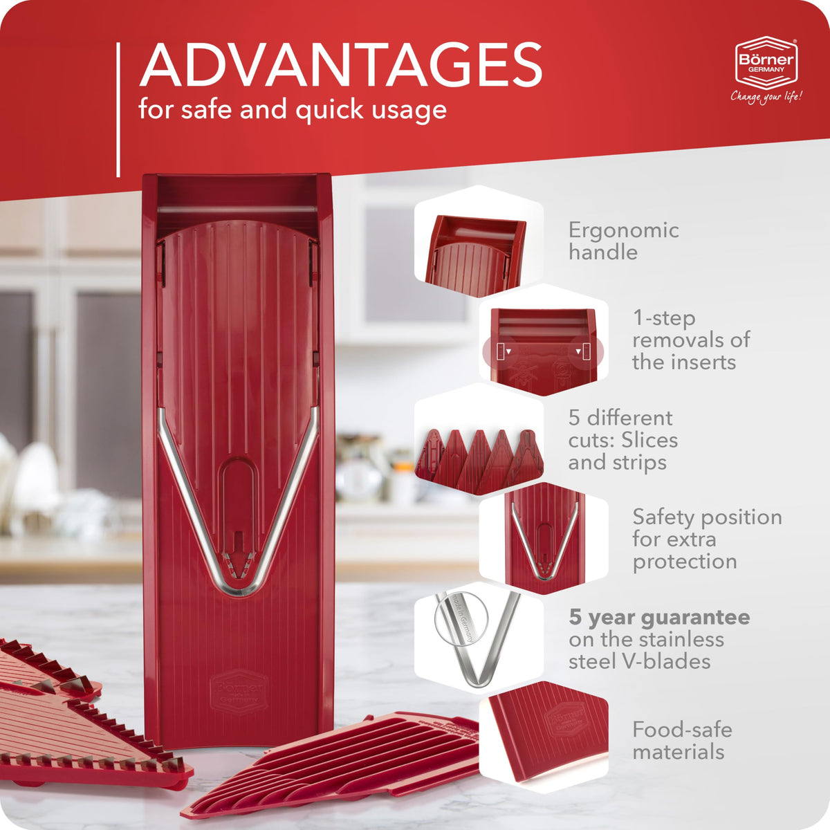 Mandoline Food Slicer Börner V1 (Red)