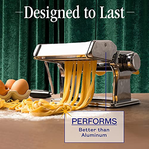 Pasta Maker with Adjustable Thickness Settings (Silver)