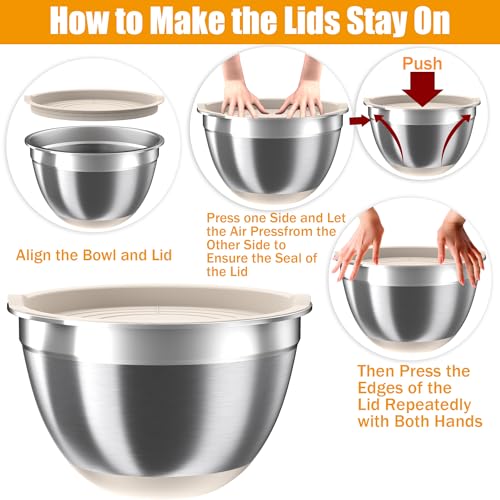 Mixing Bowls with Airtight Lids Set (Khaki)