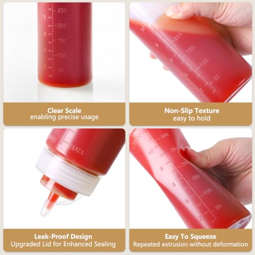 Plastic Squeeze Squirt Condiment Bottles with Twist On Cap Lids