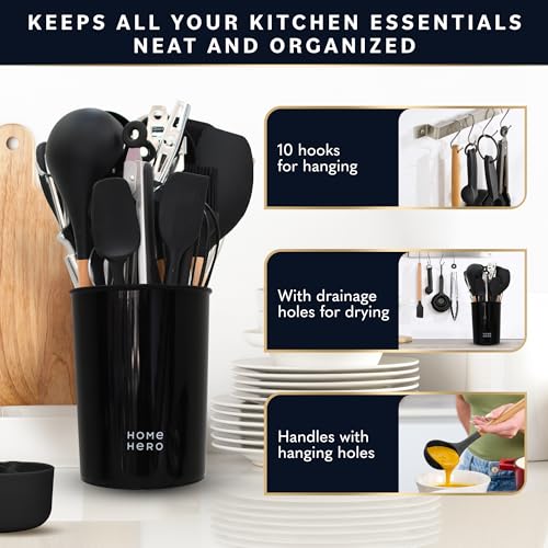Silicone Kitchen Utensils Set with Wooden Handle (Stone)