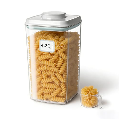 Pop Airtight Food Storage Containers with Lids Stackable Containers for Kitchen Pantry Organization Ideal for Cereal Snacks Flour Sugar Coffee and Spaghetti