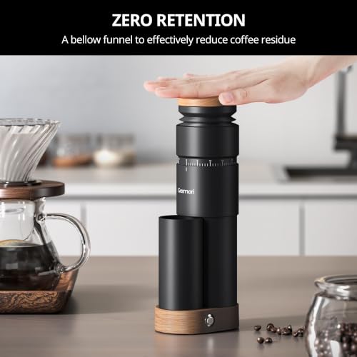 Geimori T38 Plus Burr Coffee Grinder for Espresso (BLACK/WOOD)