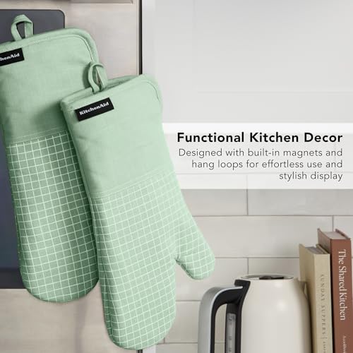 Gourmet Series Gridlines Oven Mitts 2 (Pistachio Green)
