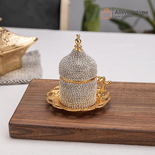 Lale Crystal Turkish Coffee Set with Tray