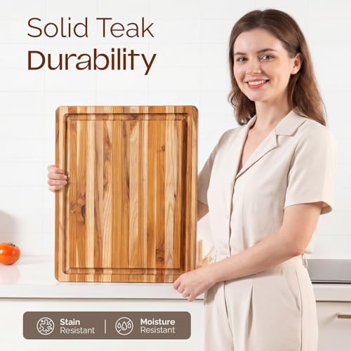 Durable Teak Cutting Boards for Kitchen (Teak / 20"L x 15"W)