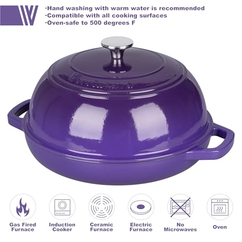 Enameled Cast Iron Dutch Oven Pot with Lid (Purple)