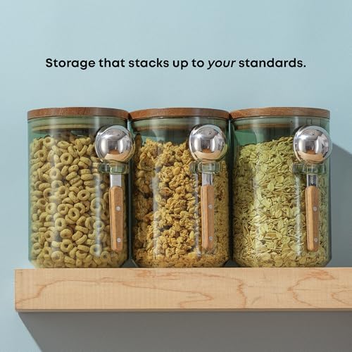 Holden 32oz Stackable Glass Storage Containers with Lids and Scoops