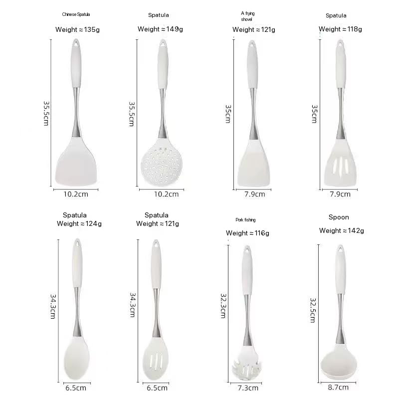 8 Piece Silicone Kitchen Utensil Set (Green & Gold)