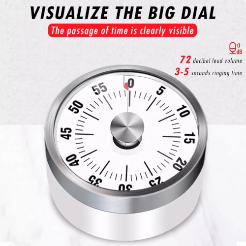 Visual Kitchen Timer for Cooking and Kids with Loud Alarm