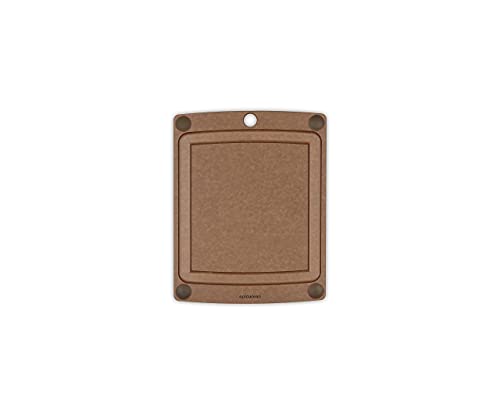All-In-One Cutting Board with Non-Slip Feet and Juice Groove - Non-toxic, Dishwasher Safe, Made in the USA, 11.5" x 9", Nutmeg (11.5"L x 9"W / Nutmeg/Brown)