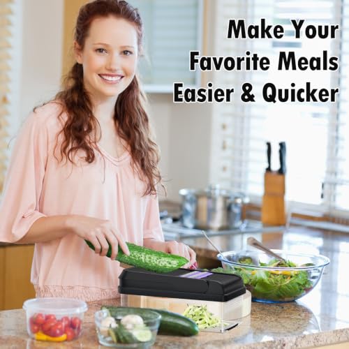 15-in-1 Vegetable Chopper with 10 Blades, Food Veggie Cutter, Purple (Purple / 10 Blades)
