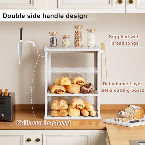 Bread Box for Kitchen Countertop (White / Medium)