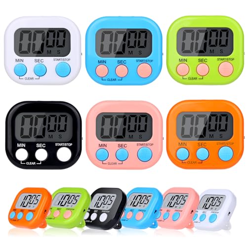 12 Pack Digital Kitchen Timers (6 Colors / 12 Pack)