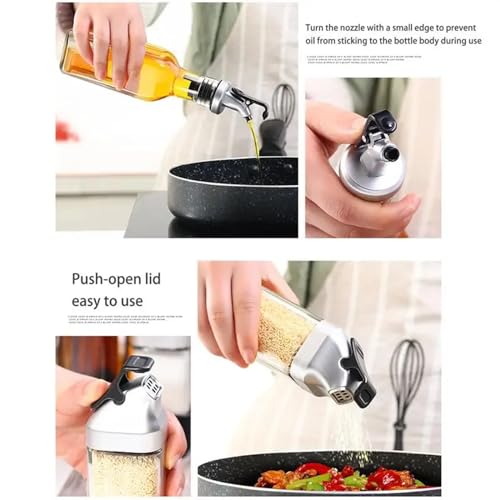 Oil and Vinegar Dispenser Set Oil and Vinegar Salt Pepper and Dispenser Set with Storage Tray and Stainless Steel Condiment Kitchen Accessories