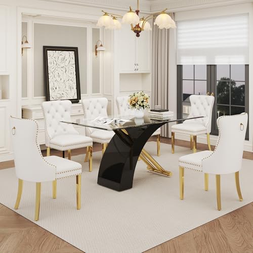 7 Piece Glass Dining Table Set