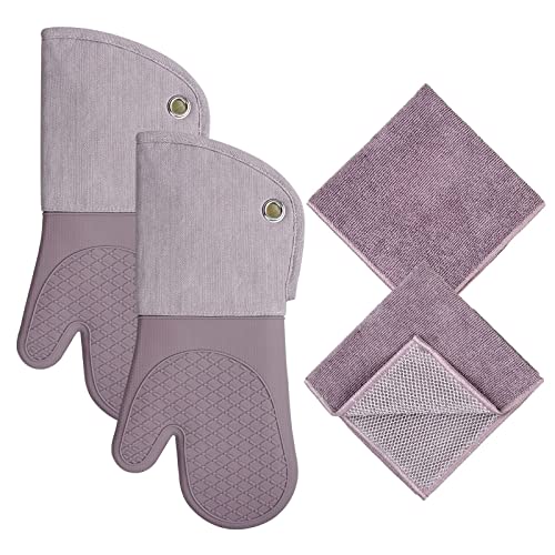 Pot Holders Set of 3 Non Slip Silicone Kitchen Lines Heat Resistant 500℉ Kitchen Gloves BBQ Cooking Baking Cooking Barbecue Microwave Machine Washable…