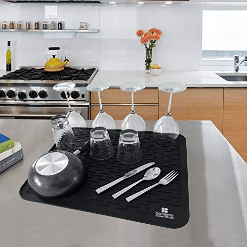 Silicone Dish Drying Mat (18" x 21" / Black)
